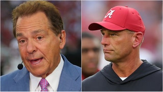 Nick Saban reacts to Kalen DeBoer's rough start at Alabama. (Credit: Getty Images)