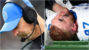 Detroit Lions head coach Dan Campbell shared an update on the health status of Aidan Hutchinson. How long will he be out for? (Credit: Getty Images and USA Today Sports Network)