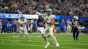 Los Angeles Rams QB Matthew Stafford throws touchdown pass vs. the Minnesota Vikings at SoFi Stadium on Thursday Night Football in NFL Week 8.