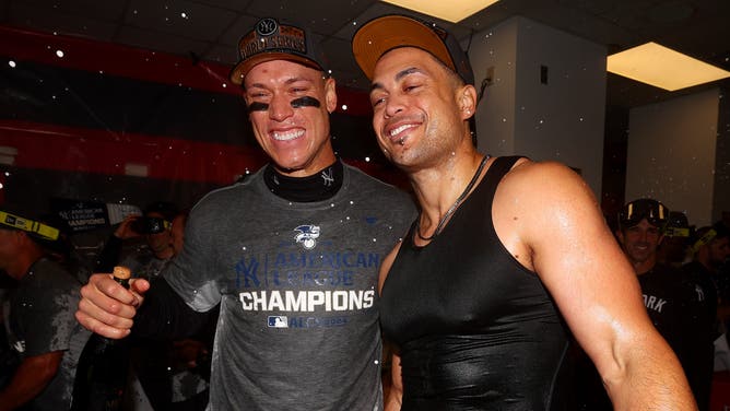 Aaron Judge and Giancarlo Stanton are two of the five former MVPs in the World Series between the New York Yankees and Los Angeles Dodgers.