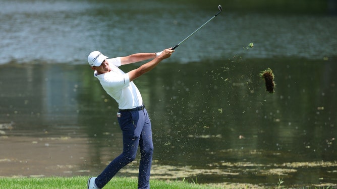 Mac Meissner hits an approach shot in the 3M Open 2024 at TPC Twin Cities in Minnesota. (Matt Krohn-Imagn Images)