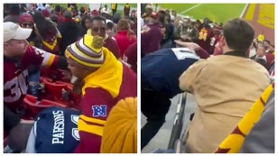 cowboys commanders fans fight in the stands