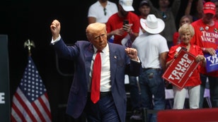 President-elect Donald Trump dances on-stage at the Johnny Mercer Theater after winning the 2024 U.S. election. (Richard Burkhart/USA Today / USA TODAY NETWORK via Imagn Images)