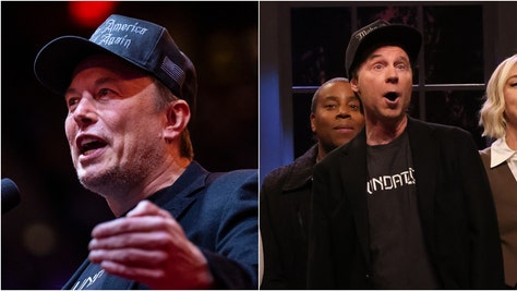 Elon Musk reacts to Dana Carvey playing him on Saturday Night Live. (Credit: Getty Images)