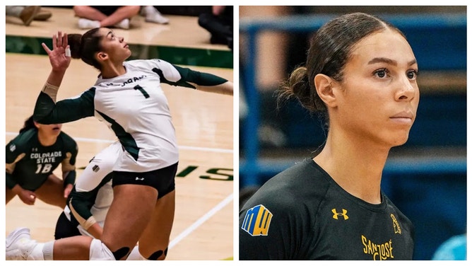 Colorado State's Malaya Jones (left) and San Jose State's Blaire Fleming (right) are accused of colluding to throw an October match between the two schools with the intent to target SJSU co-captain Brooke Slusser for injury.