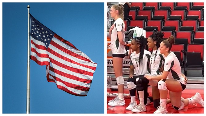 Three players for the Colorado State women's volleyball team took a knee during the National Anthem prior to the team's Mountain West Conference tournament match against San Diego State.