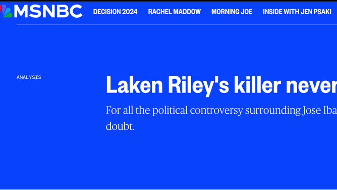 A look at MSNBC's original headline about Laken Riley's killer. (Credit: MSNBC)