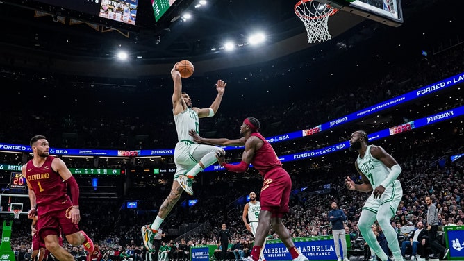 Boston Celtics All-Star Jayson Tatum dunks the ball on the Cleveland Cavaliers at TD Garden. (David Butler II-Imagn Images)