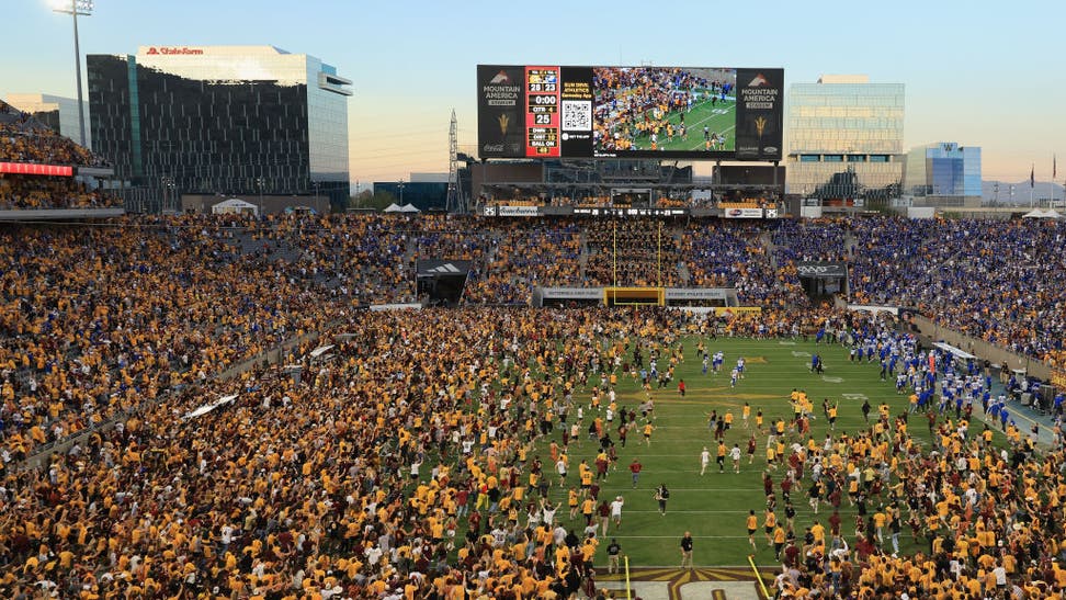 Arizona State fans rush the field twice, in the win over BYU for Big 12 title race