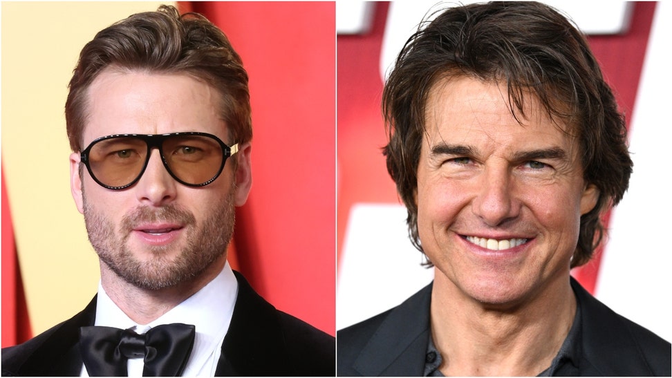 Glenn Powell reacted to the rumor he's going to replace Tom Cruise in the "Mission: Impossible" franchise. What did he say? Watch a video of his comments. (Credit: Getty Images)