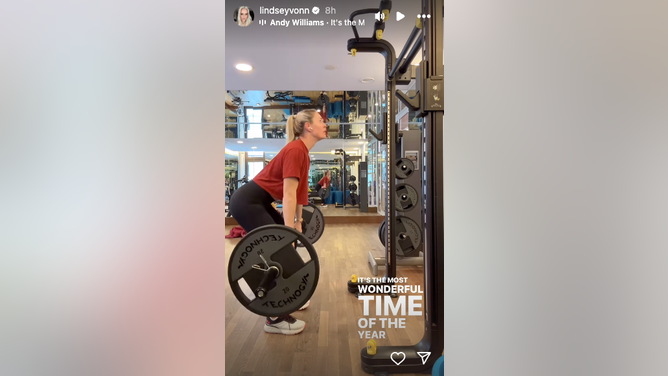 lindsey vonn back in the gym after christmas