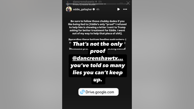 Eddie Gallagher responds to criticism from Dan Crenshaw. (Credit: Instagram/Eddie Gallagher)