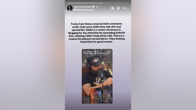 Dan Crenshaw responds to Instagram reel from The Antihero Podcast. (Credit: Dan Crenshaw/Instagram)