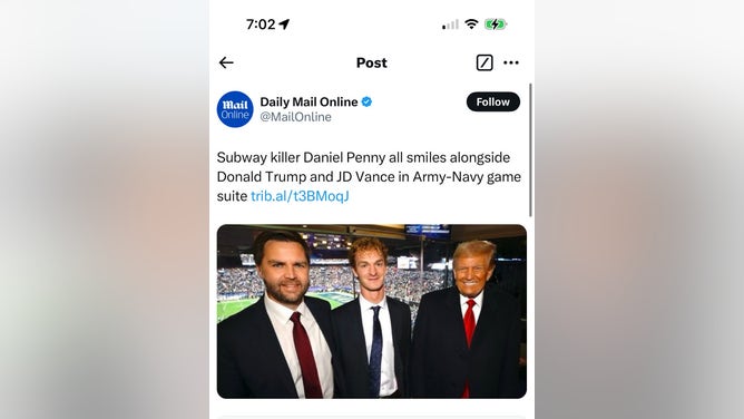 Daily Mail deletes insane Daniel Penny tweet. (Credit: X/Daily Mail)