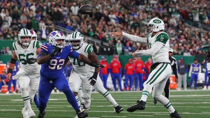 The New York Jets +11 over the Buffalo Bills is one of my five picks in Week 17 of the Circa Million VI NFL Handicapping Contest. (Ed Mulholland-Imagn Images)