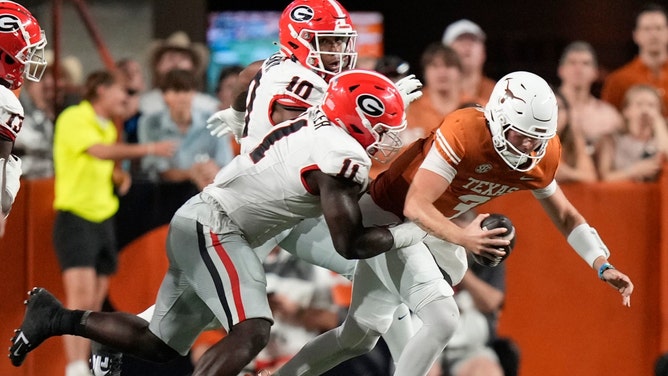 The Georgia Bulldogs face the Texas Longhorns in the 2024 SEC Championship at Mercedes-Benz Stadium in Atlanta Saturday. (Jay Janner/American-Statesman-USA TODAY NETWORK via Imagn Images)