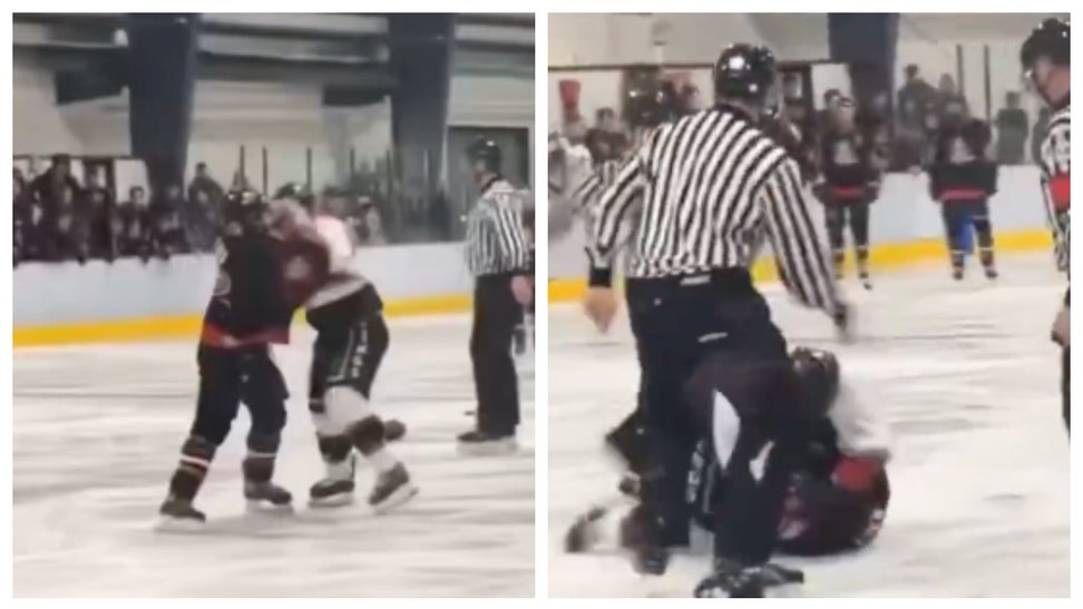 father-son fight saskatchewan senior hockey league brawl