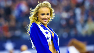 Cowboys Cheerleader Gets Smoked In The Head By Brandon Aubrey Kickoff