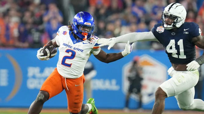 In OutKick's first mock draft of the 2025 NFL Draft season, the Dallas Cowboys select Heisman Trophy finalist Boise State RB Ashton Jeanty. 