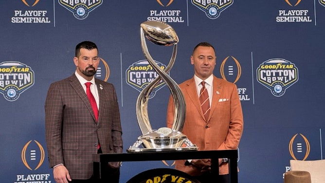 Steve Sarkisian and Ryan Day, before battling in the Cotton Bowl