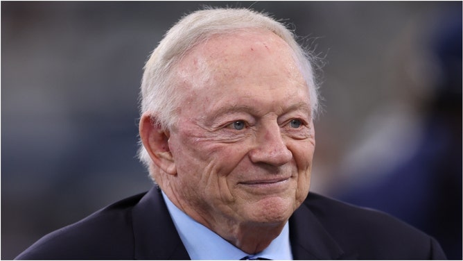 Dallas Cowboys owner Jerry Jones shocked "Landman" viewers with an unexpected cameo. Watch the scene. Check out reactions. (Credit: Getty Images)