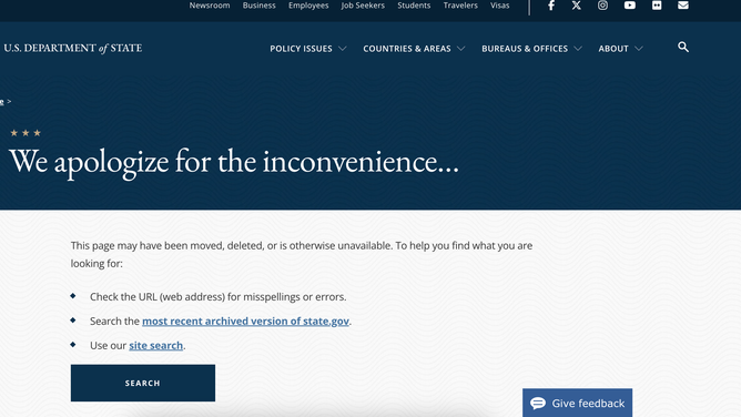 The State Department's DEI page has been deleted. (Credit: https://www.state.gov/subjects/diversity-and-inclusion/)