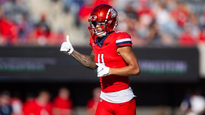 In OutKick's first mock draft of the 2025 NFL Draft season, the Carolina Panthers select big-bodied Arizona WR Tetairoa McMillan. 