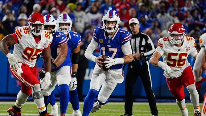 The Buffalo Bills play the Kansas City Chiefs in the 2025 AFC Championship for their fourth playoff meeting in the last five seasons. (Tina MacIntyre-Yee/Democrat and Chronicle-USA TODAY NETWORK via Imagn Images)