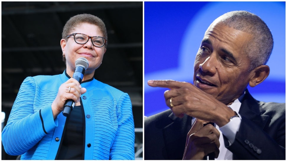 Barack Obama's phone call with LA Mayor Karen Bass is going viral as California burns. 