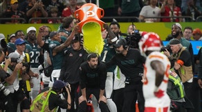 Philadelphia Eagles head coach Nick Sirianni gets the Gatorade bath after beating the Kansas City Chiefs in Super Bowl LIX at Caesars Superdome in New Orleans. (Photo credit: Kirby Lee-Imagn Images)