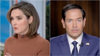 Margaret Brennan claimed the Holocaust happened because of free speech. (Credit: CBS News/X Video https://x.com/atrupar/status/1891155638694101387)