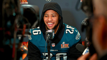 Saquon Barkley Shotguns Beer After Breaking NFL Season Rushing Record In Super Bowl