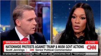 A CNN panel exploded after Cari Champion brought up a "white supremacy" claim. Watch a video of the moment it happened. (Credit: CNN Broadcast/X Video https://x.com/thomasmhern/status/1887344797960094108)