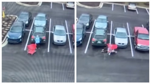 grandma gets taken out by runaway shopping cart in target parking lot