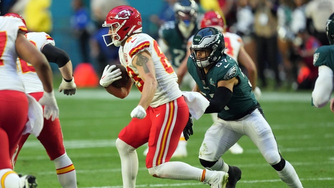 Kansas City Chiefs TE Noah Gray only caught one pass for six yards vs. the Philadelphia Eagles in Super Bowl LVII. (Photo Credit: Joe Camporeale-USA TODAY Sports)