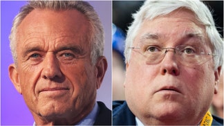 Robert Kennedy Jr. roasted West Virginia Governor Patrick Morrisey for being overweight. Watch a video of his comments. (Tom Williams/CQ-Roll Call, Inc via Getty Images and Photo by Michael M. Santiago/Getty Images)