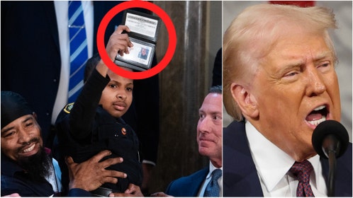 President Donald Trump honored a kid with brain cancer during his address to Congress. He named him an honorary member of the Secret Service. Watch the moment. (Credit: Tom Williams/CQ-Roll Call, Inc via Getty Images and Win McNamee/Getty Images)