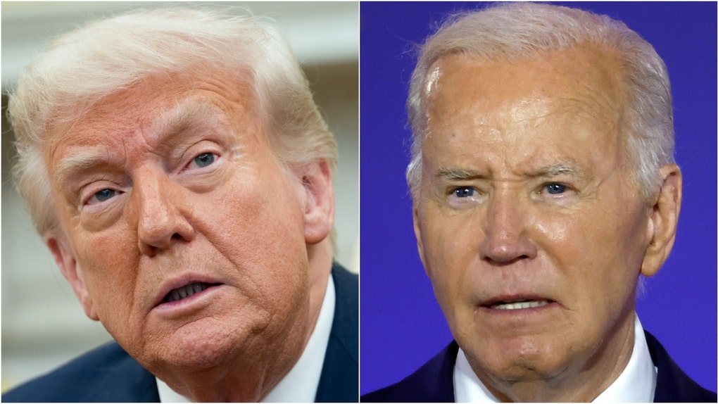 President Donald Trump roasted Joe Biden with a joke about Jimmy Carter no longer being the worst President. Watch a video of his comment. (Photo by Kevin Dietsch/Getty Images and Photographer: Chris Kleponis/CNP/Bloomberg via Getty Images)