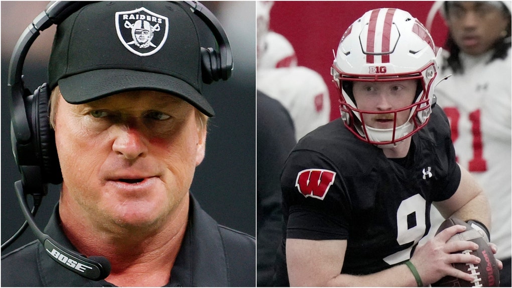 Former NFL coach Jon Gruden fired up the Wisconsin Badgers with an epic speech. Watch a video of his speech. (Credit: Mark Hoffman/Milwaukee Journal Sentinel via USA Today Sports Network)