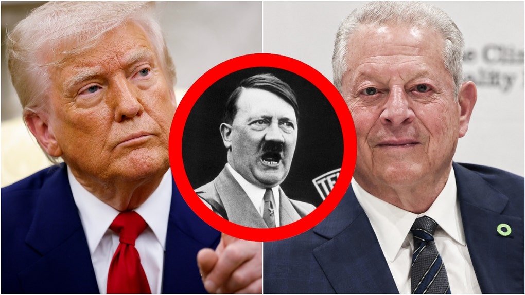 Former VP Al Gore compared President Donald Trump's administration to Adolf Hitler's regime in Nazi Germany. What did he say? (Photo by Kevin Dietsch/Getty Images and Photo by THIBAUD MORITZ/AFP via Getty Images and Getty Images)