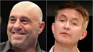 British political commentator Douglas Murray made a fool out of himself on Joe Rogan's podcast when debating Dave Smith. Watch a video of the debate. (Photo by GEOFFROY VAN DER HASSELT/AFP via Getty Images and Photo by Christian Petersen/Getty Images)