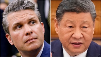 Pete Hegseth sends clear warning to China. (Photo by Kevin Dietsch/Getty Images and Photo by Ken Ishii - Pool/Getty Images)
