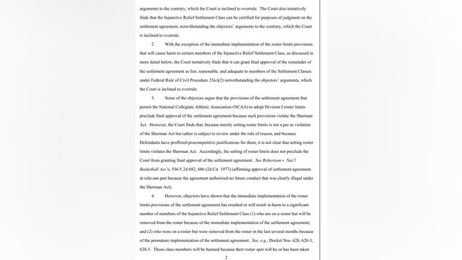 Judge Wilken will not approve House settlement unless roster limits are not grandfathered or phased in