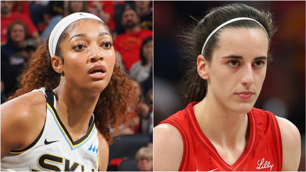 Chicago Sky star Angel Reese is posting cringe videos on TikTok as her feud with Caitlin Clark escalates. Watch her videos. (Photo by Gregory Shamus/Getty Images and Photo by Ron Hoskins/NBAE via Getty Images)