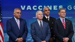 COVID vaccine sign with Anthony Fauci