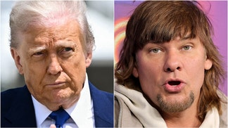 Comedian Theo Von surprised the troops in Qatar during a visit with President Donald Trump. Watch a video of his performance. (Photo by BRENDAN SMIALOWSKI/AFP via Getty Images and Photo by Dia Dipasupil/Getty Images)