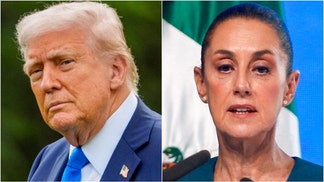 President Donald Trump ripped Mexican President Claudia Sheinbaum for not allowing the military to go into Mexico to hit drug cartels. Watch a video of his comments. (Photo by JULIO CESAR AGUILAR/AFP via Getty Images and Photo by Andrew Harnik/Getty Images)