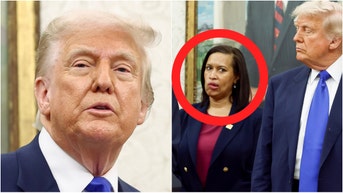 Washington, D.C. Mayor Muriel Bowser looked incredibly uncomfortable during a meeting at the White House with President Donald Trump. Watch the event announcing the NFL Draft. (Credit: Jim Lo Scalzo/EPA/Bloomberg via Getty Images and Jim Lo Scalzo/EPA/Bloomberg via Getty Images)