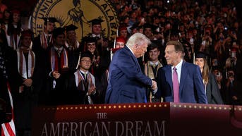 President Donald Trump praised Nick Saban during his speech at Alabama on Thursday night