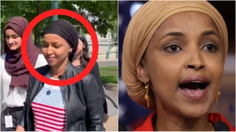 Congresswoman Ilhan Omar told a Daily Caller News Foundation reporter to "f**k off." Watch a video of the moment. (Photo by Alex Wong/Getty Images and Daily Caller Video Screenshot with permission)